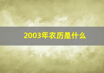 2003年农历是什么