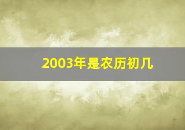 2003年是农历初几