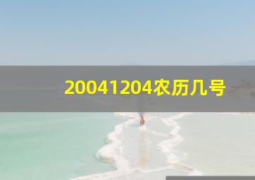 20041204农历几号