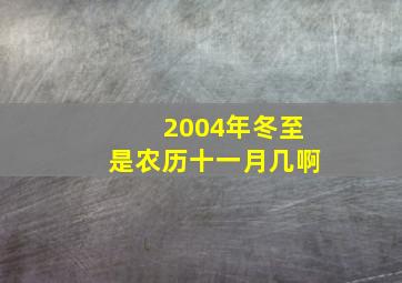 2004年冬至是农历十一月几啊