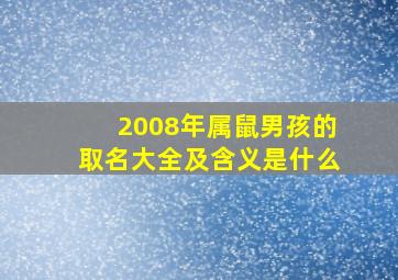 2008年属鼠男孩的取名大全及含义是什么