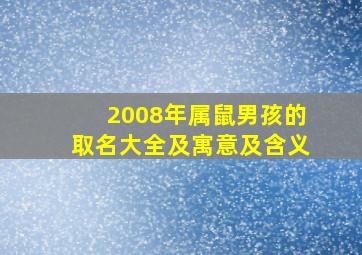 2008年属鼠男孩的取名大全及寓意及含义