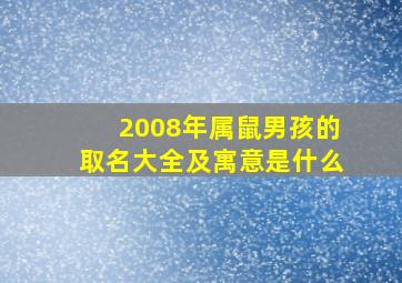 2008年属鼠男孩的取名大全及寓意是什么