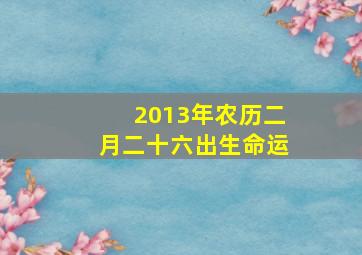 2013年农历二月二十六出生命运