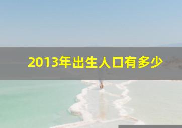 2013年出生人口有多少