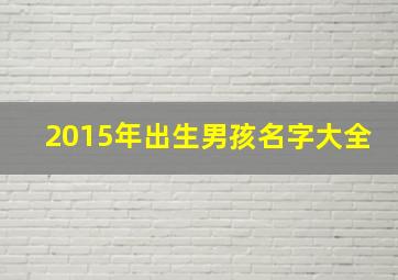 2015年出生男孩名字大全