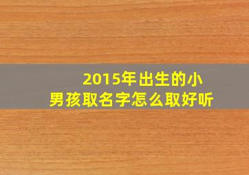 2015年出生的小男孩取名字怎么取好听