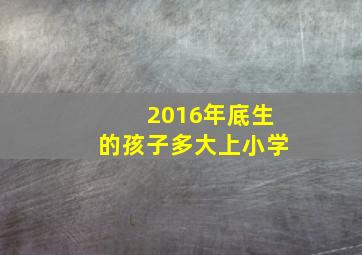 2016年底生的孩子多大上小学