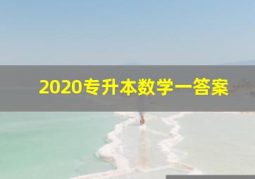 2020专升本数学一答案