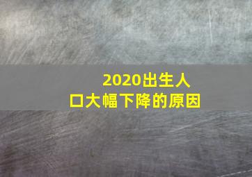 2020出生人口大幅下降的原因