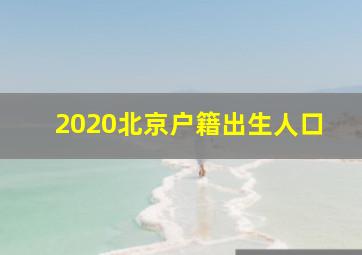 2020北京户籍出生人口