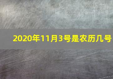 2020年11月3号是农历几号