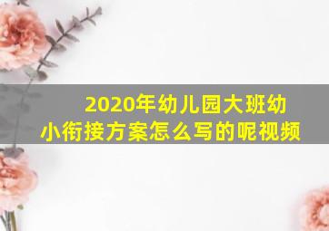 2020年幼儿园大班幼小衔接方案怎么写的呢视频