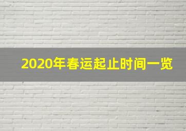 2020年春运起止时间一览