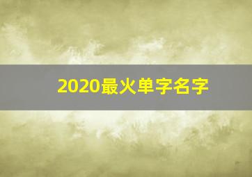 2020最火单字名字