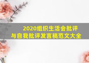 2020组织生活会批评与自我批评发言稿范文大全