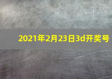 2021年2月23日3d开奖号