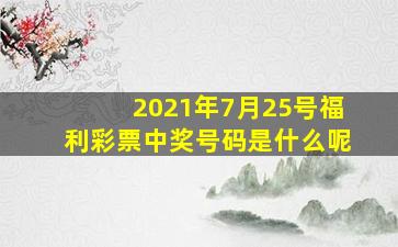 2021年7月25号福利彩票中奖号码是什么呢