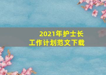 2021年护士长工作计划范文下载