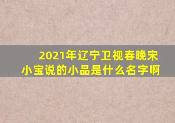 2021年辽宁卫视春晚宋小宝说的小品是什么名字啊