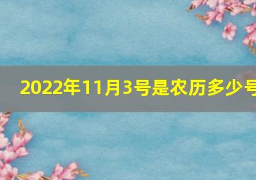 2022年11月3号是农历多少号