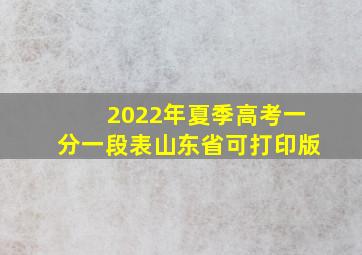 2022年夏季高考一分一段表山东省可打印版