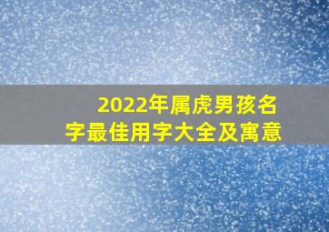 2022年属虎男孩名字最佳用字大全及寓意