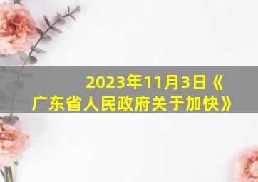 2023年11月3日《广东省人民政府关于加快》