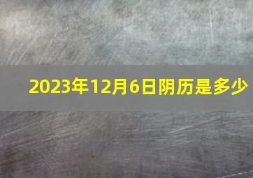 2023年12月6日阴历是多少