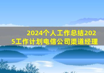 2024个人工作总结2025工作计划电信公司渠道经理