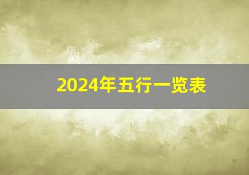 2024年五行一览表