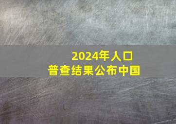 2024年人口普查结果公布中国