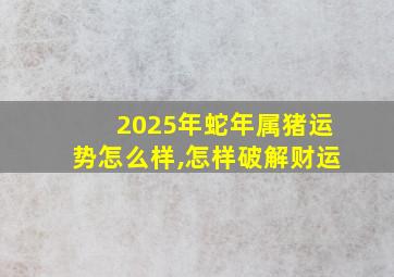 2025年蛇年属猪运势怎么样,怎样破解财运