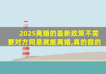 2025离婚的最新政策不需要对方同意就能离婚,真的假的