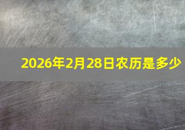 2026年2月28日农历是多少