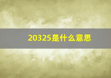 20325是什么意思