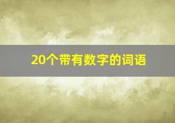 20个带有数字的词语