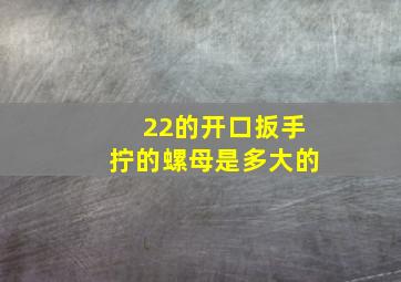 22的开口扳手拧的螺母是多大的