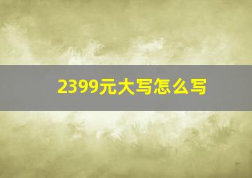 2399元大写怎么写