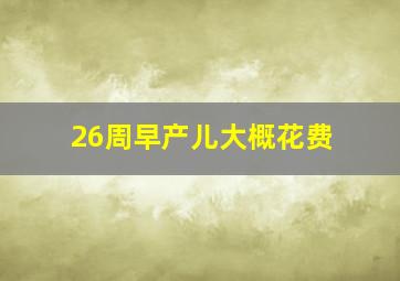 26周早产儿大概花费