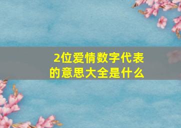 2位爱情数字代表的意思大全是什么