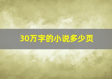 30万字的小说多少页