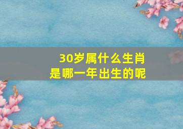 30岁属什么生肖是哪一年出生的呢