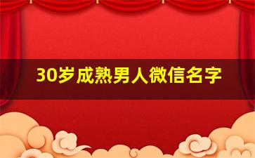 30岁成熟男人微信名字