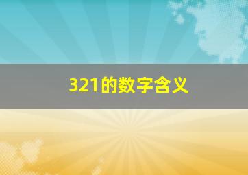 321的数字含义