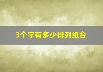 3个字有多少排列组合