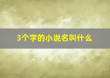 3个字的小说名叫什么