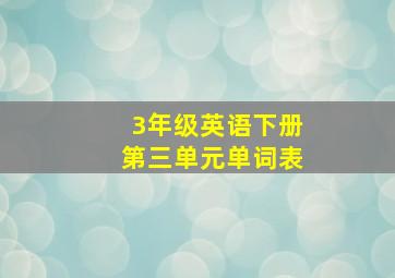 3年级英语下册第三单元单词表