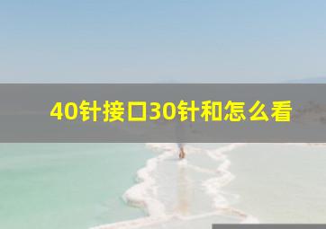 40针接口30针和怎么看