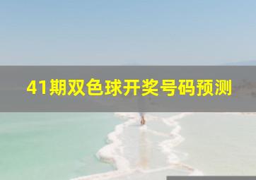 41期双色球开奖号码预测